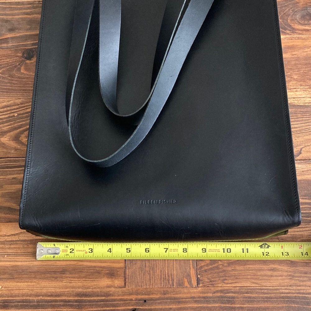 EILEEN FISHER Black Leather Messenger Bag - GUC - Picture 3 of 7